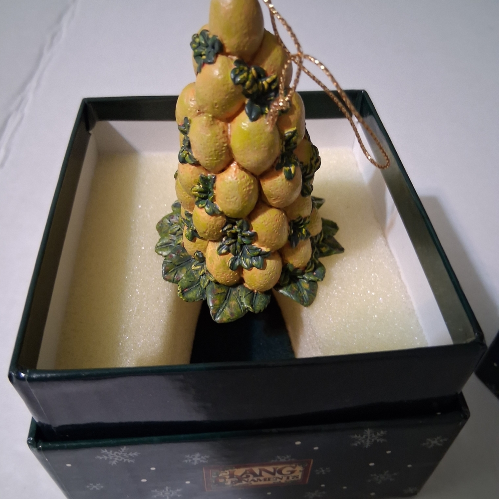 Elegant Yellow and Green Lemon Tree Holiday Ornament